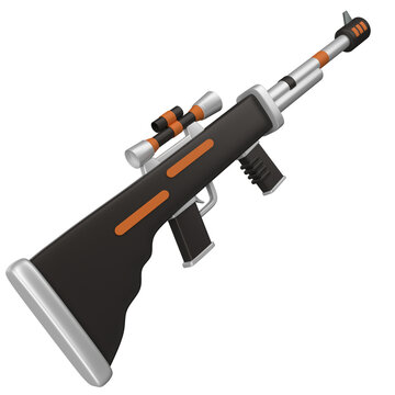 Modern Sniper Rifle: A sleek and futuristic sniper rifle, featuring an optical scope and orange accents, ready for precision targeting.