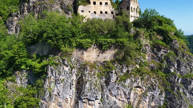Kustul Monastery, a Greek Orthodox monastery located in the Macka district of Trabzon, built on the rocks. St. George Peristeriotas Monastery.
