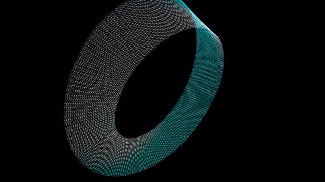 Luminous Mobius Strip Infinity Loop with rotating neon mathematical boundary rails