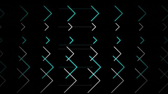 Abstract digital background with glowing cyan chevron arrows pointing right