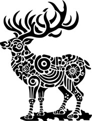 Fototapeta premium Stylized Silhouette of a Deer with Intricate Pattern Design