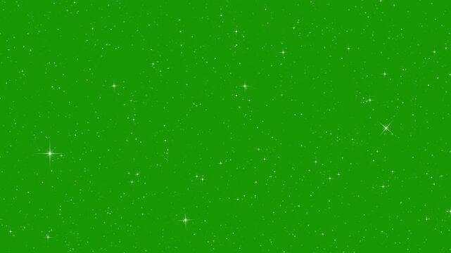 Fine sparkle dust twinkling on green screen, tiny white star glints and glitter particles shimmering softly, seamless loop