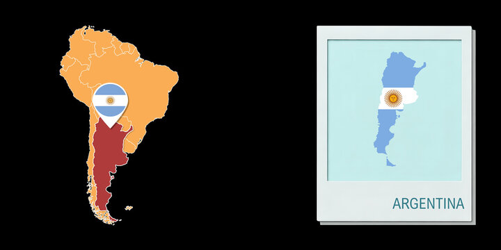 Stylized Argentina map highlighting a selected territory with a locator pin and inset reference graphic for geographic context.