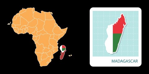 Stylized Madagascar map highlighting a selected territory with a locator pin and inset reference graphic for geographic context. © Umm Hamzah