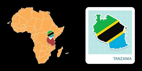 Stylized Tanzania map highlighting a selected territory with a locator pin and inset reference graphic for geographic context. © Umm Hamzah