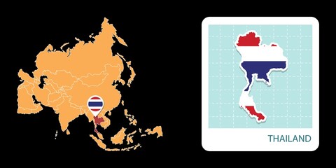 Stylized Thailand map highlighting a selected territory with a locator pin and inset reference graphic for geographic context. © Umm Hamzah