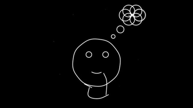 Mind mapping concept illustration showing person thinking with geometric flower pattern bubble