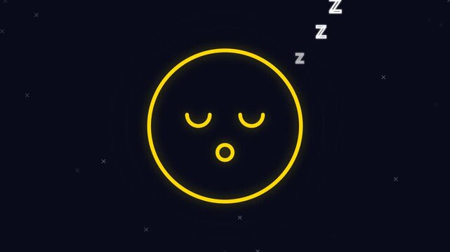 Sleeping moon character with closed eyes and zzz symbol floating in dark night sky