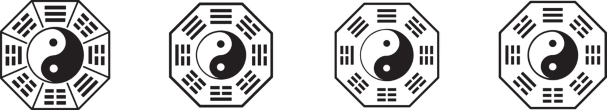Bagua Taoist symbol flat icon for Daoism, websites, print, spiritual themes, and graphic design use.
