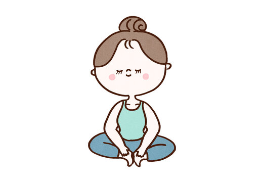 Woman doing the Bound Angle Pose Baddha Konasana in yoga, pelvic stretch or relaxing fitness concept