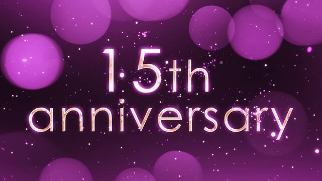 Beautiful pink 15th anniversary greeting banner, confetti background