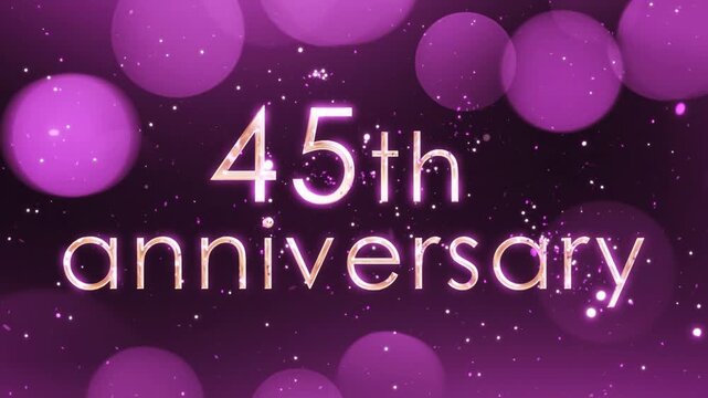 Beautiful pink 45th anniversary greeting banner, confetti background
