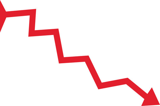 Red Declining Arrow Showing Downward Trend Vector Illustration 