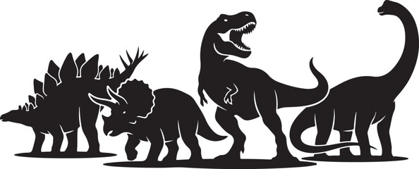 Set of various dinosaur silhouettes © RahimaAkther
