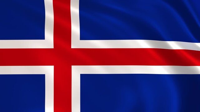 Iceland flag waving in the wind, Icelandic national flag background 4k animation.