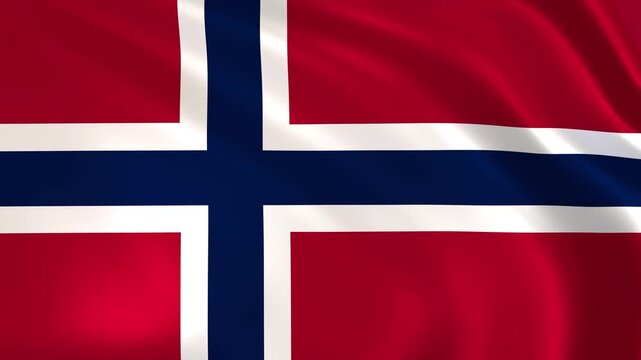 Norway flag waving in the wind, Norwegian national flag background 4k animation.