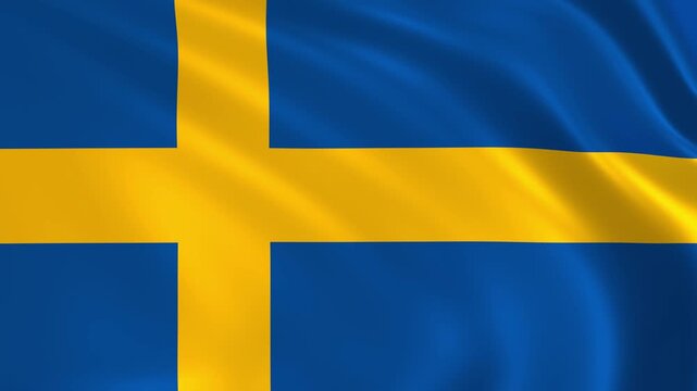 Sweden flag waving in the wind, Swedish national flag background 4k animation.