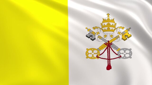 Vatican City flag waving in the wind, Vatican national flag background 4k animation.