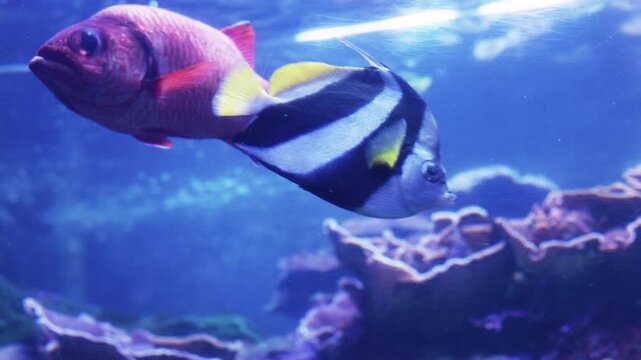 Common bannerfish in Maui Ocean Center aquarium, Hawaii