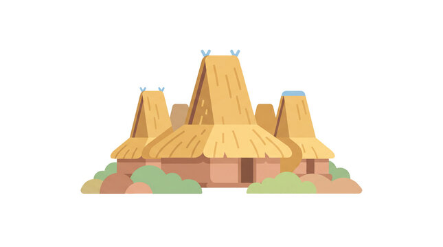 Sumba Uma Architecture Flat Vector Educational Illustration