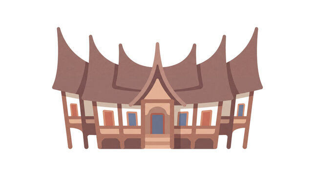 Majestic Gadang House Architecture at Fiery Sunset