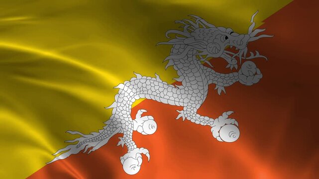Bhutan flag waving smoothly