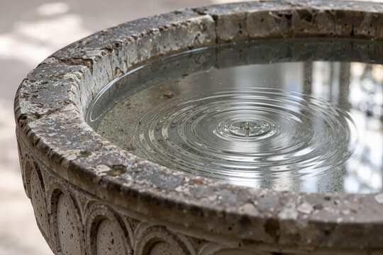 Church Stone Basin with Water Ripples &ndash; Blessing, Renewal and Christian Marriage