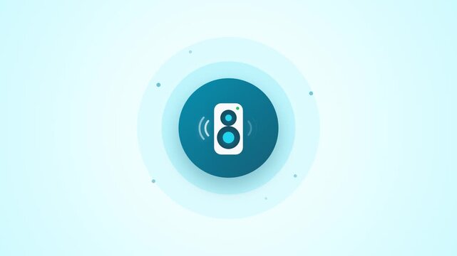 Pulsing digital speaker icon animation displays rhythmic sound waves in this modern minimalist graphic motion design video clip asset style