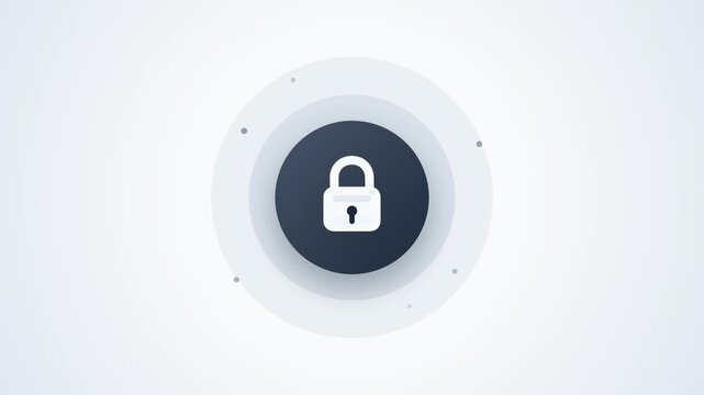 Padlock icon displays security status transitions in this seamless digital animation loop for modern interface design and web development motion