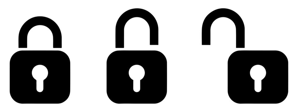 locked unlocked padlock security icon set