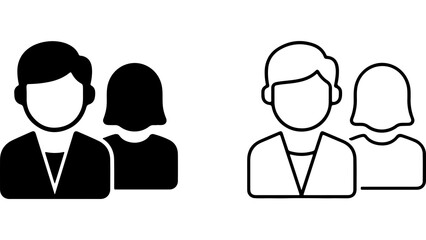 Fototapeta premium People Group Icon Set in Silhouette and Outline Style