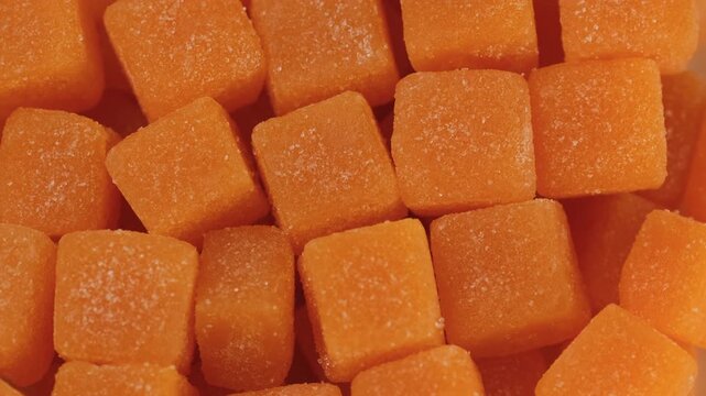 Heap orange gummies cubes creatine, rotation. Healthy lifestyle supplement