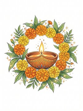 Diwali diya lamp illustration