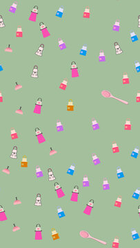 Colorful aprons and spoons pattern
