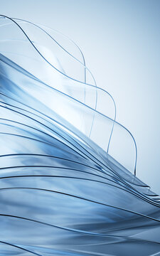 Flowing transparent blue wave cloth background, 3d rendering.