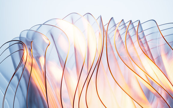 Flowing transparent colorful wave cloth background, 3d rendering.