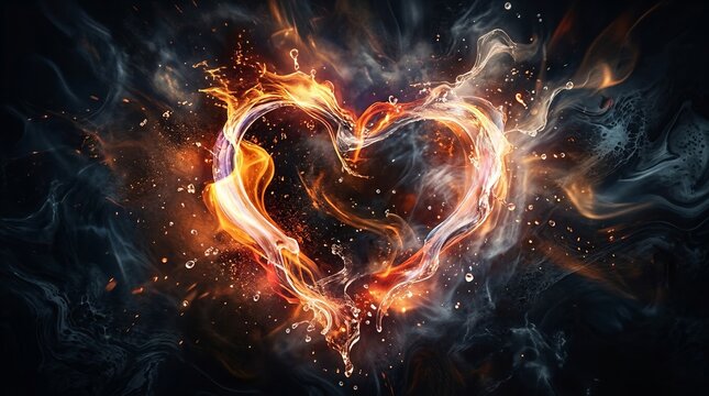 Cosmic Emotional Fire Heartburst in Ethereal Light.
