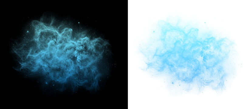Blue nebula cloud illustration representing cosmic galaxy and universe exploration