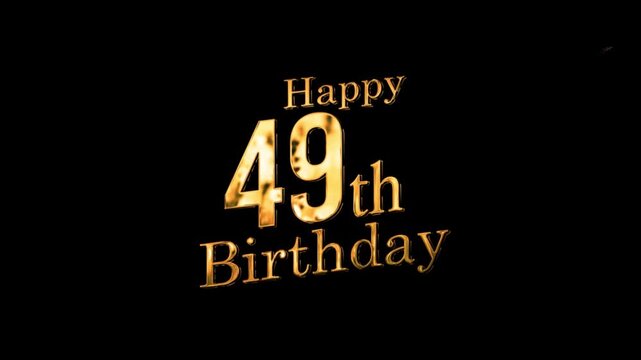 Gold 49th birthday greeting banner, gold fireworks greeting