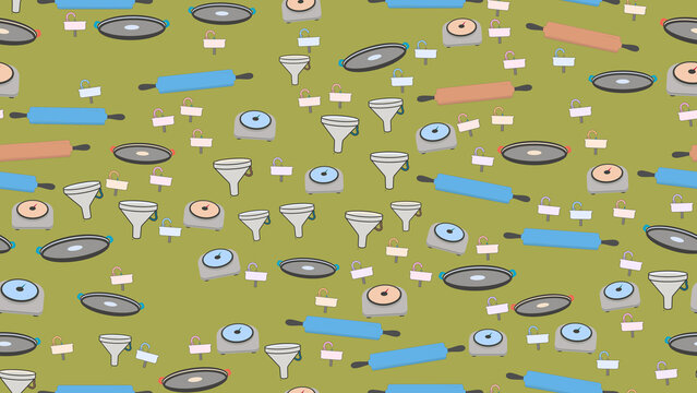 Seamless pattern of kitchen tools