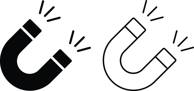 Magnetic waves icon set  for physics, magnetism, attraction, and force concepts