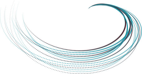 Obraz premium Swirling abstract lines of dots in a dynamic curve against a white background representing movement and data flow