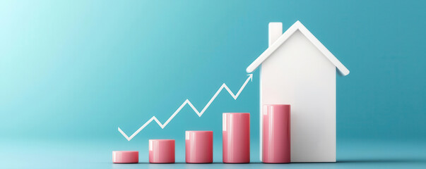Obraz premium Mortgage papers with growth chart, investment in property refinancing, flat design illustration