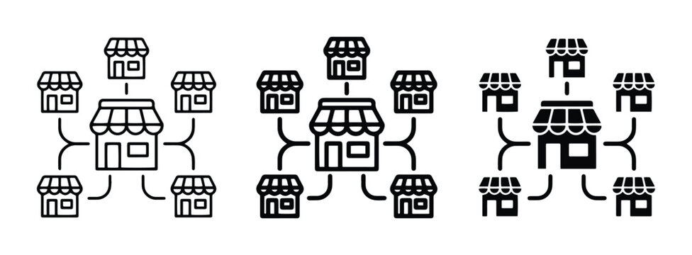 Franchise Network Icons, Business Expansion, Retail Chain Growth, Store Distribution
