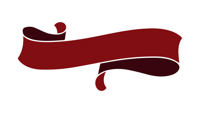 Dark red ribbon scroll banner graphic vintage design element with retro label scroll tag curled ribbon element frame empty banner burgundy illustration decoration creative
