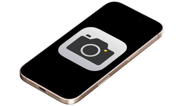 Apple photo logo concept displayed on smartphone screen for mobile photography editorial.