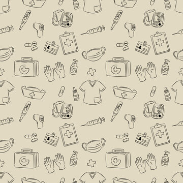 medical healthcare pattern seamless nurse clinic equipment wallpaper