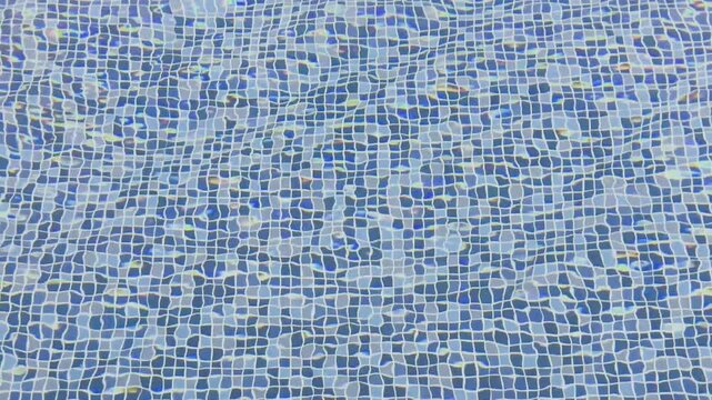 Swimming pool water surface and ripple wave with blue mosaic tiles