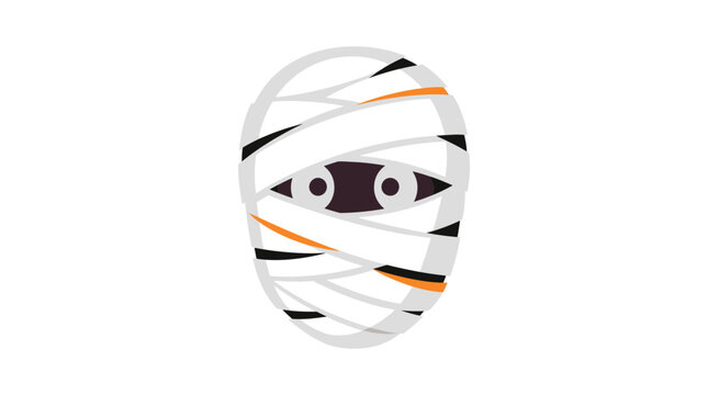 Cute cartoon mummy head illustration for Halloween celebration design.