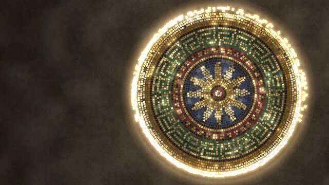 Gold Mosaic Tesserae Byzantine Medallion Reveal Animation